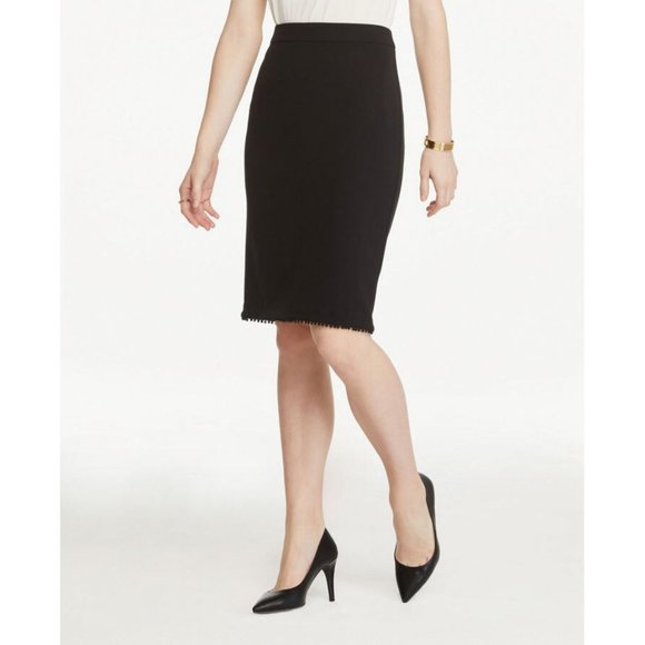 NWT Ann Taylor Factory Black Trimmed Pencil Skirt - Picture 1 of 2